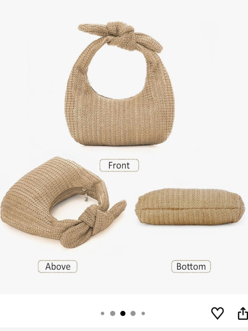 Knotted Straw Clutch Purses for Women, Summer Beach Bag, Dumpling Evening - Picture 6 of 8
